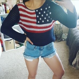 Vintage USA Flag Loose Knit Sweater
